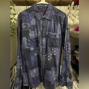 $298 Robert Graham Men's Blue Patterned Shirt